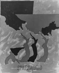 1970<br>Spaesaggio<br>smalto, pittura industriale, pennarello su tela<br>cm 100x80