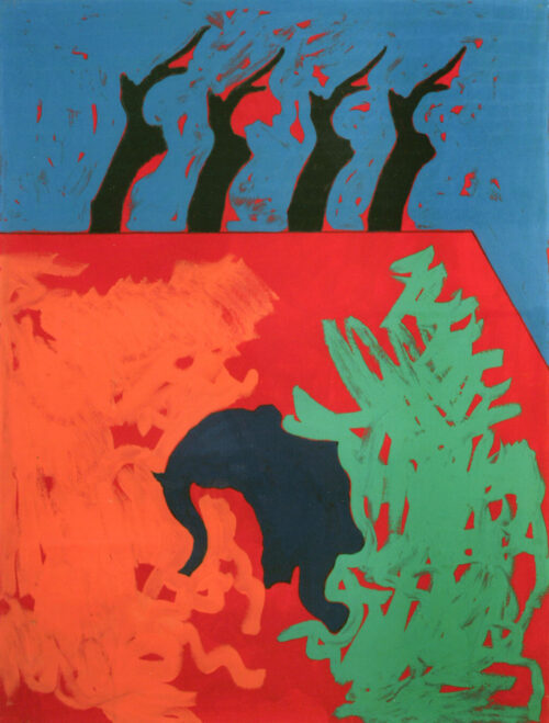 1971<br>Esterno<br>pittura industriale e tempera su tela<br>cm 100x80