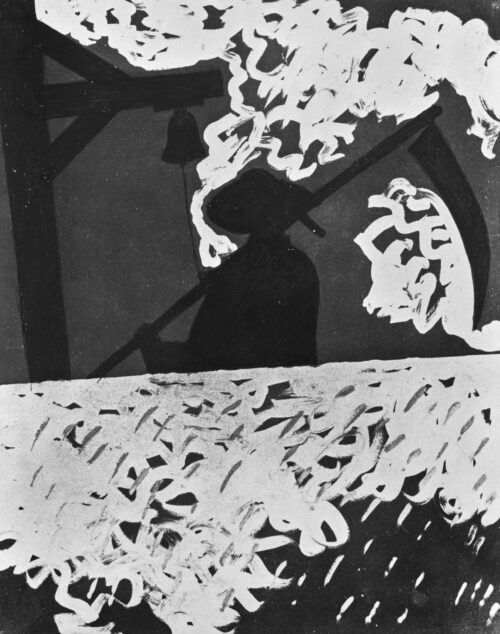 1971<br>' Falciatore '<br>smalto, pittura industriale, pennarello su tela<br>cm 100x80