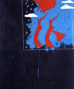 1971<br>' Paesaggio su fondo nero '<br>smalto, pittura industriale, matita su tela<br>cm 100x80