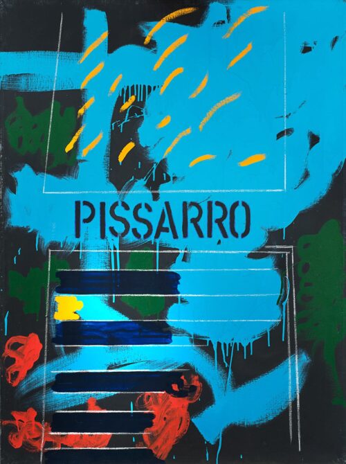 1971 marzo, Asolo<br>Pissarro<br>smalto, pittura industriale, matita su tela<br>cm 115x90
