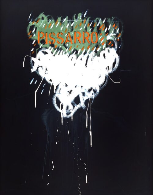 1972<br>Pissarro<br>pittura industriale, tempera, matita su tela<br>cm 116x89
