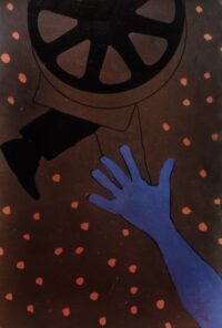 1972<br>Gli Addii, Oggetto<br>a Leda, dicembre, Via dei Cappellari 67, Roma<br>smalto, pittura industriale, pennarello su tela<br>cm 80x60