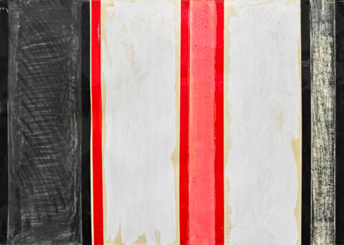 1961<br>15 N.15<br>nastro adesivo, tempera e smalto industriale su cartoncino<br>cm 50x70