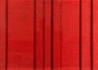 1961<br>A Sandro Penna a malincuore<br>smalto industriale e collage di carta e legno su tela<br>cm 55x70