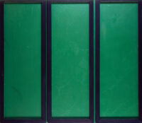 1961<br>Dublino<br>smalto industriale e collage di carta e legno su tela<br>cm 150x170