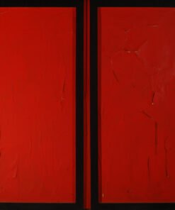 1961<br>Piazza delle Muse n.66<br>collage, legno e smalto industriale su tela<br>cm 130x130