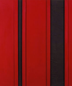 1961<br>Rosso e nero n.27<br>smalto industriale e collage di carta e legno su tela<br>cm 130x150