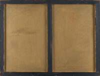 1961<br>tempera e collage di legno su tavola<br>cm 60X90