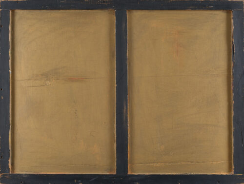 1961<br>tempera e collage di legno su tavola<br>cm 60X90