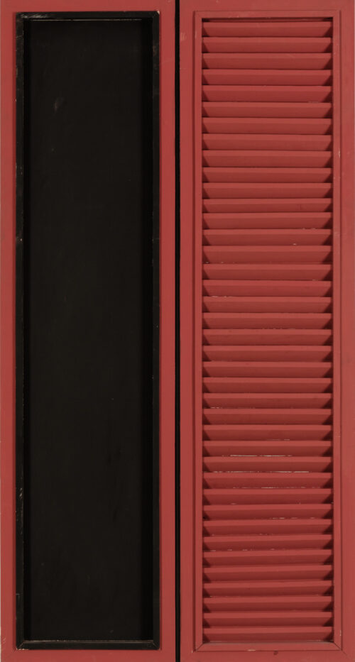 1962<br>' Persiana '<br>smalto industriale su anta di persiana e telaio in legno su tavola<br>cm 150x80