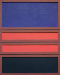 1962<br>Omaggio a Rothko<br>smalto industriale e collage di legno su tavola<br>cm 160x130