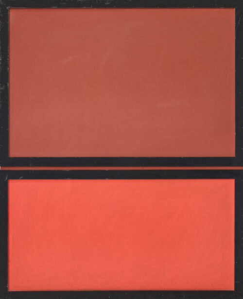 1962<br>Per Mark Rothko<br>smalto industriale e collage di legno su tavola<br>cm 160x130