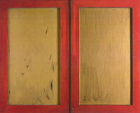 1962<br>La porta del duomo<br>tempera e collage di legno su tavola<br>cm 65x80