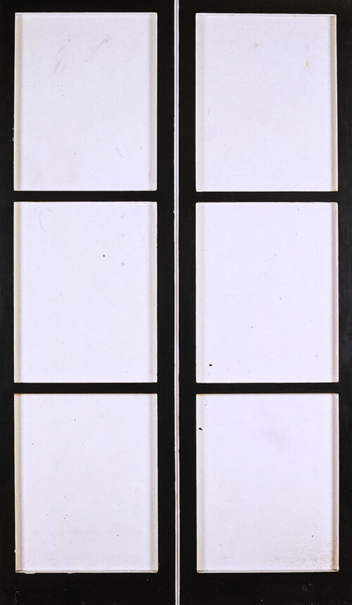 1962<br>Finestra n.2<br>smalto industriale e collage di legno su tavola<br>cm 170x100