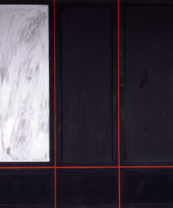 1962<br>Armadio con specchio N.2<br>smalto industriale, tempera, collage di legno su tavola<br>cm 200x180