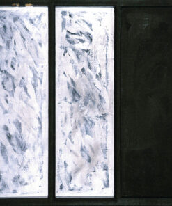 1962<br>' Teoria di specchi per legno pallido, teoria di specchi per un volto '<br>smalto industriale e tempera su tavola<br>cm 100x160