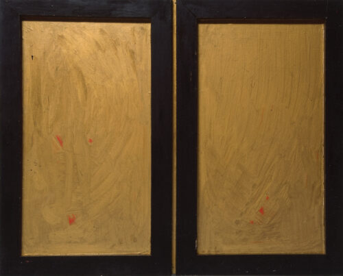 1962<br>Le stanze del Vaticano<br>tempera e collage di legno su tavola<br>cm 65x80