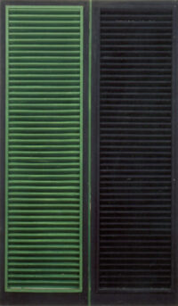 1962<br>La persiana verde<br>smalto industriale e ante di persiana   su tavola<br>cm 170x100