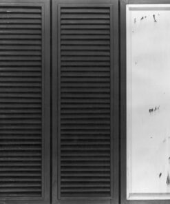 1963 gennaio<br>' Persiana '<br>smalto industriale, ante di persiana e telaio in legno su tavola<br>cm 120x120