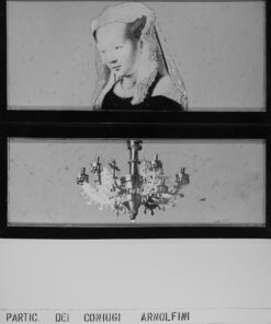 1963<br>Paticolare dei coniugi Arnolfini<br>collage fotografico, legno e smalto industriale su tavola<br>cm 145x115