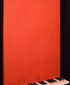 1963<br>Studio per pianoforte<br>smalto industriale e tasti di legno applicati su tavola<br>cm 115x80x15