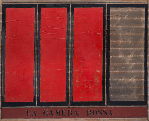 1963<br>Camera rossa, dedicata a Mafai<br>tecnica mista su tavola<br>cm 80x100
