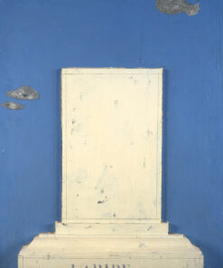 1963<br>'Lapide'<br>smalto industriale e lapide di legno su tavola<br>cm 115x90