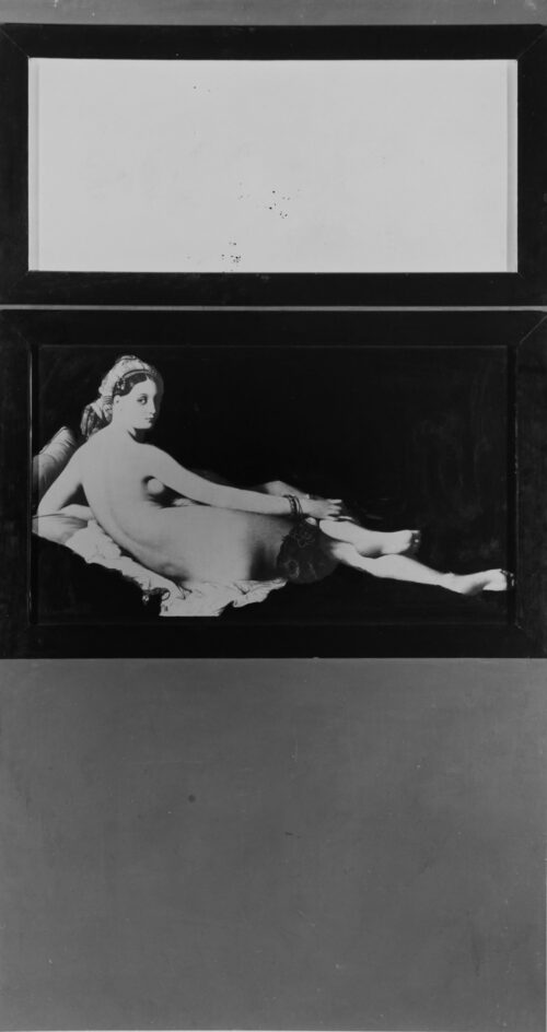 1964<br>La grande Odalisca<br>collage fotografico, smalto industriale su tavola<br>cm 160x85