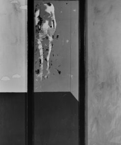 1964<br>La camera rossa (particolare della porta)<br>collage fotografico e smalto industriale su tavola<br>cm 160x130