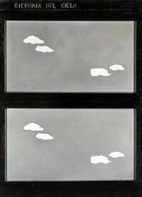 1964<br>Bicromia del cielo<br>smalto industriale e collage di legno su tavola<br>cm 140x100