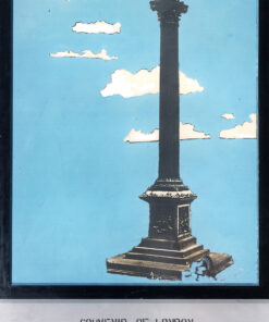 1964<br>Souvenir of London<br>smalto industriale, collage fotografico e legno su tavola<br>cm 180x95