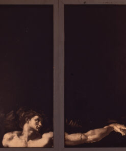 1964<br>Da Michelangelo<br>collage fotografico, smalto industriale su tavola<br>cm 200x145