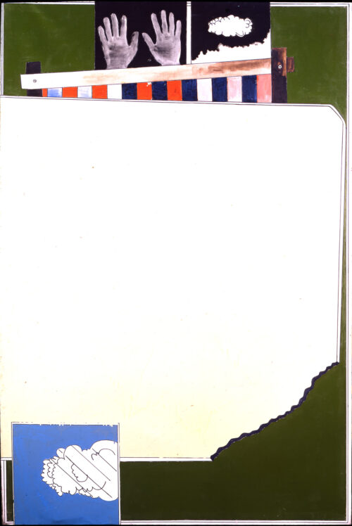 1965<br>Scéne de ballet<br>smalto industriale e pennarello su tela<br>cm 195x130