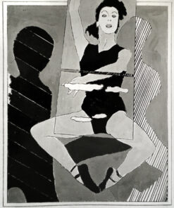 1965<br>Studio per balletto<br>smalto industriale e pennarello su tela<br>cm 80x65