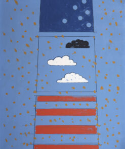 1965<br>La grande nuovola, Cielo newyorkese<br>smalto industriale e pennarello su tela<br>cm 100x80