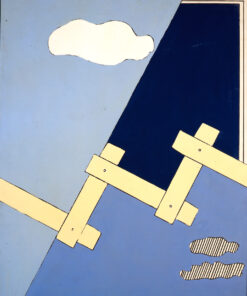 1965 28 luglio<br>Studio per cielo meccanico<br>smalto industriale e pennarello su tela<br>cm 80x65