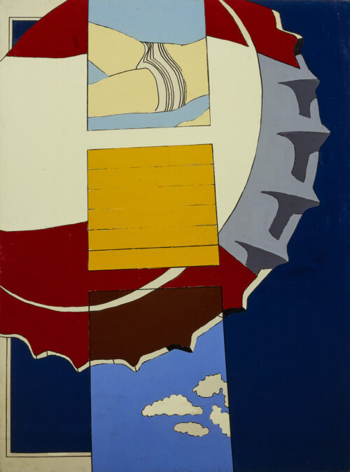 1965<br>Viva l'Estate<br>smalto industriale e pennarello su tela<br>cm 130x100