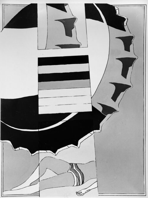 1965 agosto<br>Viva l'estate studio n.2<br>smalto industriale e pennarello su tela<br>cm 130x97