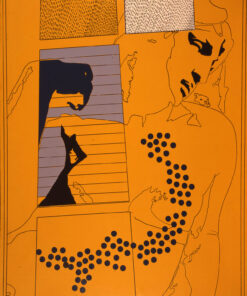 1965<br>Da Michelangelo Particolare delle tombe Medicee (ottobre novembre, finito il 2-11- 65)<br>smalto industriale e pennarello su tela<br>cm 200x150