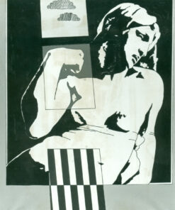 1965 18 agosto<br>Da Michelangelo le tombe Medicee<br>smalto industriale e pennarello su tela<br>cm 145x115