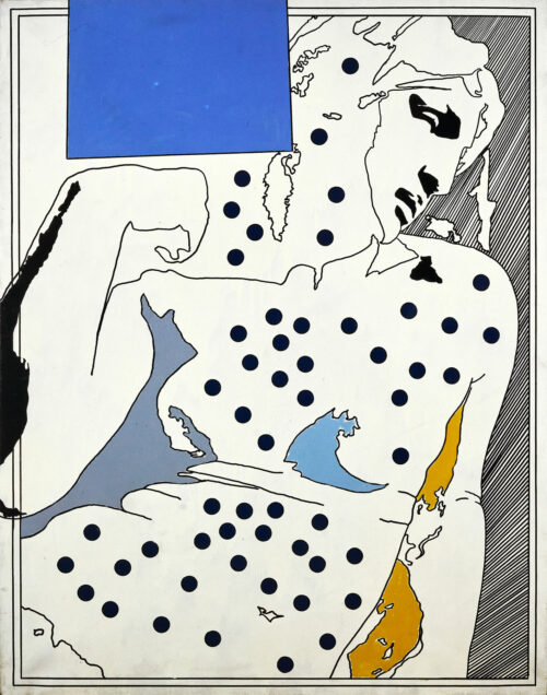 1965<br>Da Michelangelo<br>smalto industriale e pennarello su tela<br>cm 145x115