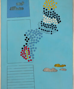 1965 settembre<br>Cielo Newyorkese<br>smalto industriale e pennarello su tela<br>cm 200x150