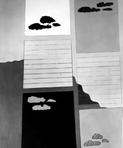 1965 settembre<br>Cielo Newyorkese<br>smalto industriale e pennarello su tela<br>cm 200x150