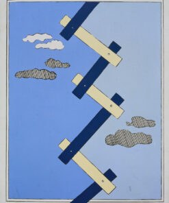 1965<br>Studio per Cielo<br>smalto industriale e pennarello su tela<br>cm 80x65