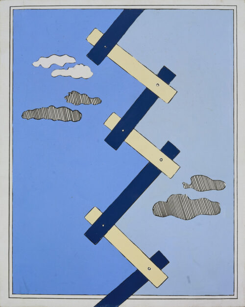 1965<br>Studio per Cielo<br>smalto industriale e pennarello su tela<br>cm 80x65