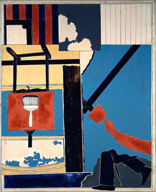 1965<br>Les promenades d'Euclide<br>smalto industriale e pennarello su tela<br>cm 160x130