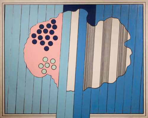 1965 ottobre<br>La grande nuvola<br>smalto industriale e pennarello su tela<br>cm 80x100