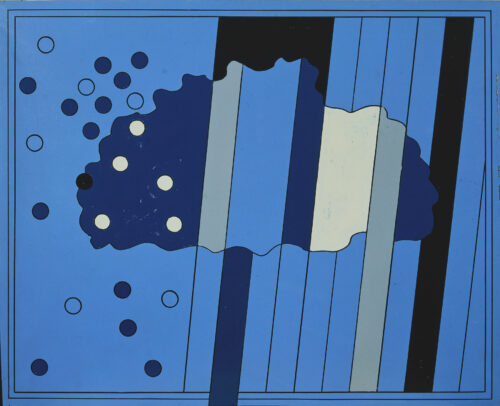 1965<br>La grande nuvola n.3<br>smalto industriale e pennarello su tela<br>cm 80x100