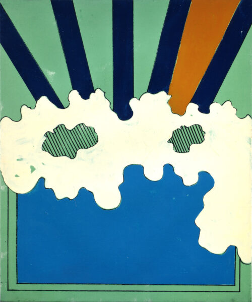 1965<br>Cielo meccanico<br>smalto industriale e pennarello su tela<br>cm 65x55